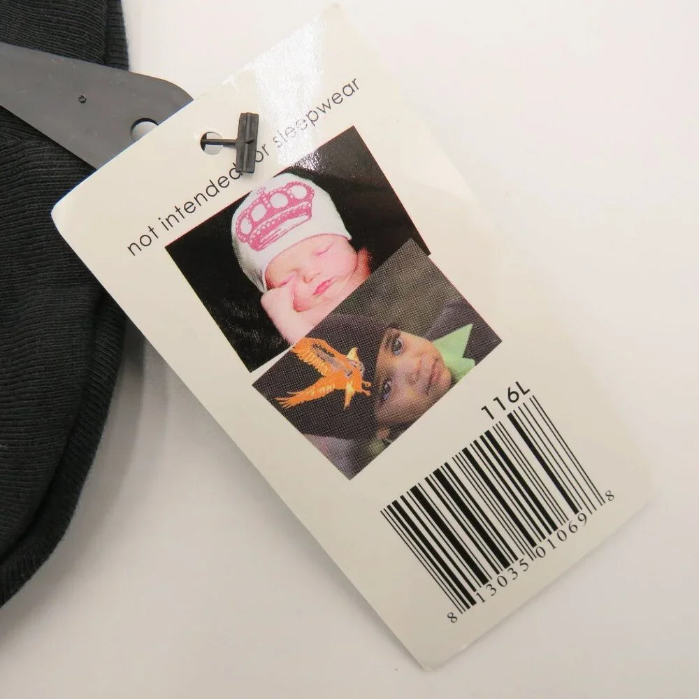 Pinkaxle Hat Black Toddler Beanie White‎  Guitar Wings Design Large 2T 4T New